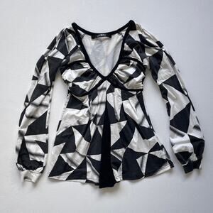 LIP SERVICE Geometric Long Sleeve / Size S/M / Bodycon / Goth Punk Japan